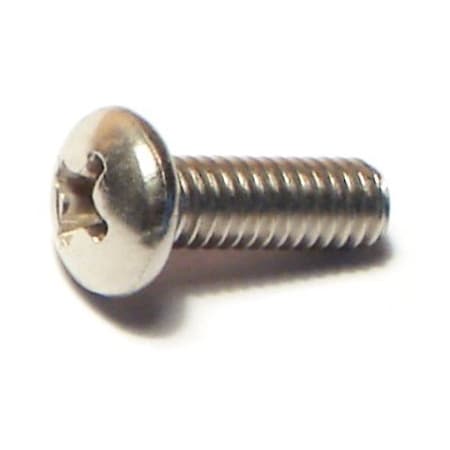 Midwest Fastener #8-32 x 1/2 in Phillips Pan Machine Screw, Plain 18-8 Stainless Steel, 100 PK 07101